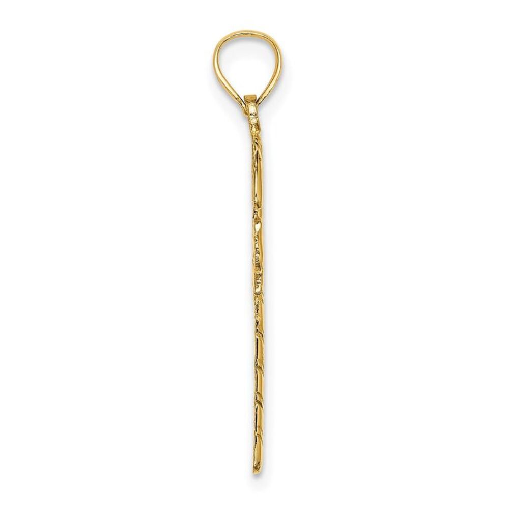 14k Yellow Gold Solid Polished Candy Cane Charm - image 2